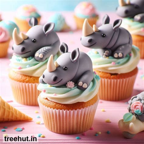 Rhino Cupcake Decoration Ideas for Café, Party Cupcake Ideas, Mini Cake ...
