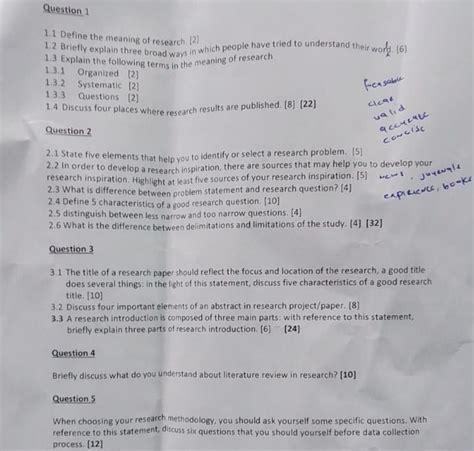 Question 1 1.1 Define the meaning of research. 2] 1.2 Briefly explain th..