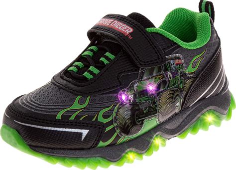 Amazon.com | Josmo Kids Monster Jam Grave Digger LED Light Up Shoes Megalodon Monster Truck ...