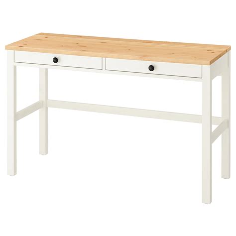 HEMNES desk with 2 drawers, white stain/light brown, 120x47 cm (471 ...