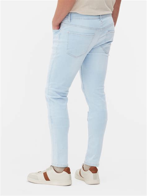 Mens Bright Blue Mid-Rise Skinny Jeans | Primark