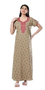 Buy 9shines Label Cotton Nighty | Night Gown| Nightdress| Maxi for ...
