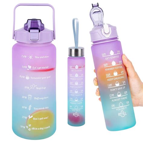 WOGG 3 PCS Motivational Water Bottles With Straw, BPA Free Leakproof ...