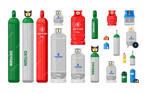 Les bouteilles de gaz. Réservoirs métalliques avec ensemble industriel ...