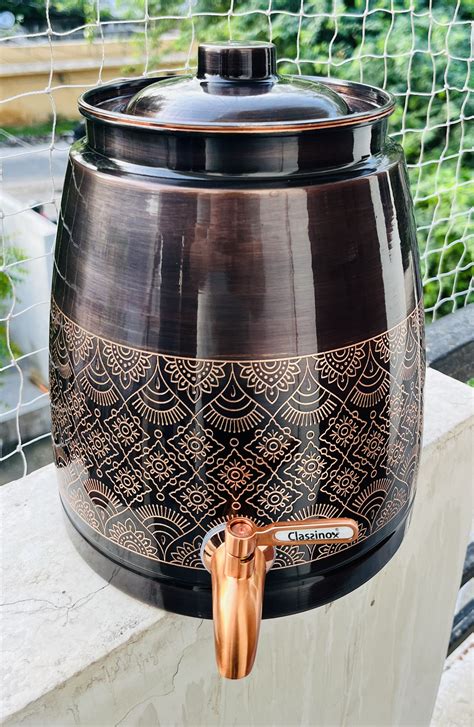 Shiv Shakti Arts Pure Copper Water Dispenser Orio Pot Matka Antique Ec ...