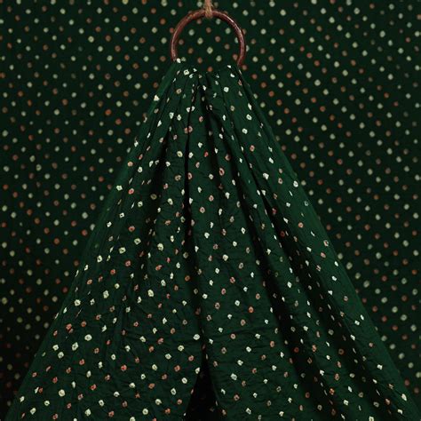 Green Kutch Tie-Dye Cotton Bandhani Fabric