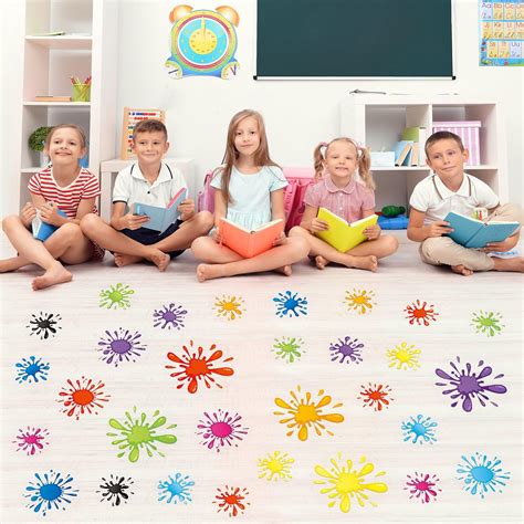 Amazon.com: ReliThick 30 Pcs Watercolor Paint Splatter Floor Decal 3 1/ ...