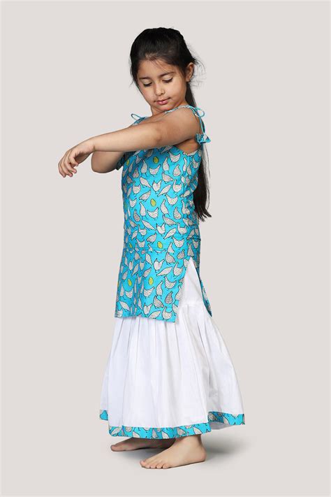 Hen Golden Egg Girls Kurta Sharara Set | Story Tailor
