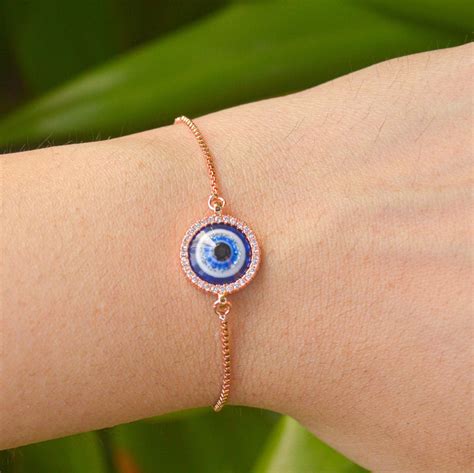 Nazar Battu Blue Evil Eye Rose Gold Bracelet – Cenora Jewellery