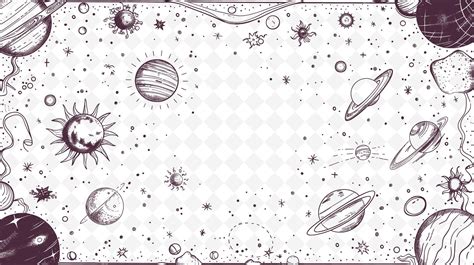 Premium PSD | Png celestial frame art with sun and planet decorations border f illustration ...