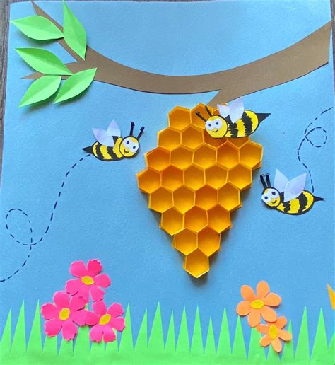 Beehive and honeybees craft 🐝🐝🐝 | Bee crafts, Bee crafts for kids, Bee ...