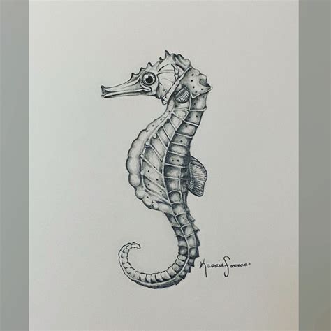 Seahorse Tattoo Design - Graphite Drawing