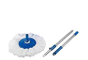 INT Mart Spin Mop Extendable Handle with Microfibre Refill ? Stainless ...