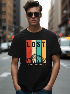 Buy Bewakoof Men's Black Lost Mountains Graphic Printed T-shirt Online