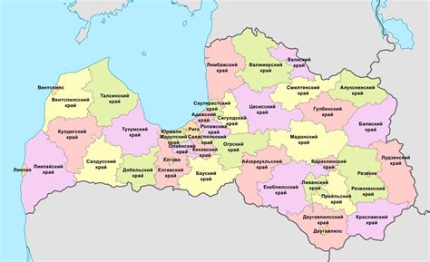 Карта Латвии на русском языке с городами подробная