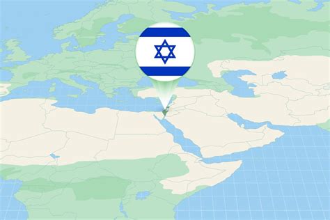 Map illustration of Israel with the flag. Cartographic illustration of Israel and neighboring ...