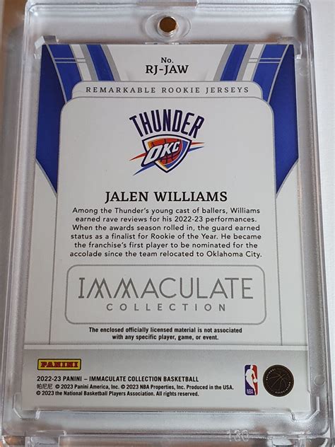 2021 Panini Immaculate Jalen Williams RC #PATCH /99 Remarkable Rookie ...