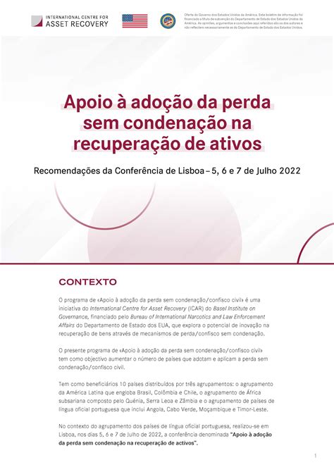 Perda sem condenação na recuperação de ativos: Recomendações da ...