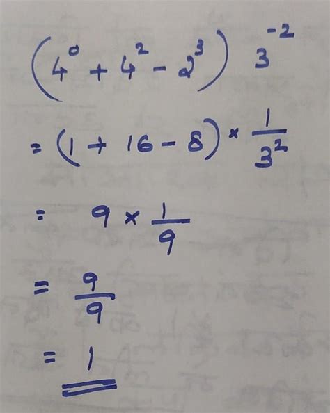Please tell the answer to this question [4° +4²-2³] × 3-². - Brainly.in