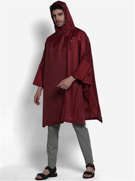 Buy Men HYPADRY™ Solid Poncho Raincoat Maroon Online | Wildcraft