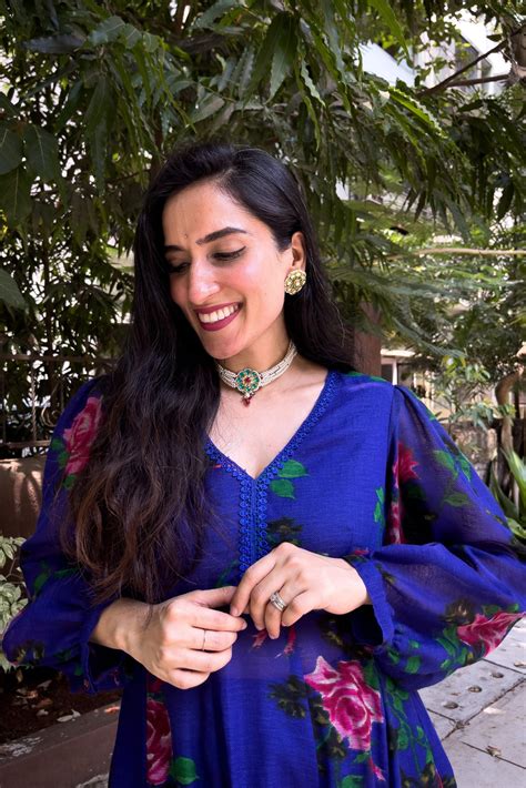 Royal Blue Pink Anarkali – kaseeda