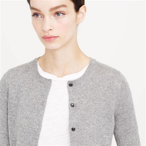 J.Crew Collection Cashmere Sparkle Cardigan Sweater in Grey Pewter ...