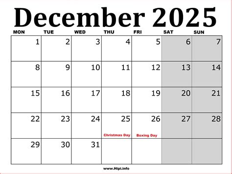 December 2025 UK Printable Calendar - Hipi.info