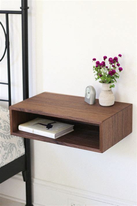 Floating Nightstand, Floating Bookshelf, Walnut Nightstand, Bedside ...