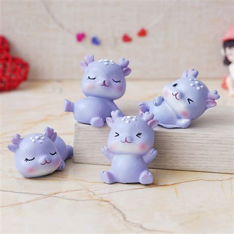 eCraftIndia Set of 4 Miniature Cute Deer Statues Animal Figurines Show
