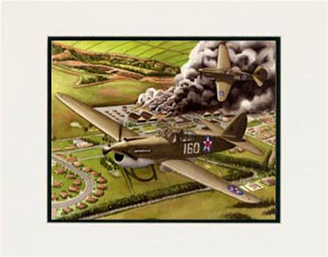 "P40 Warhawk, Wheeler Air Base, Dec. 7, 1941" 11x14 Print by artist ...