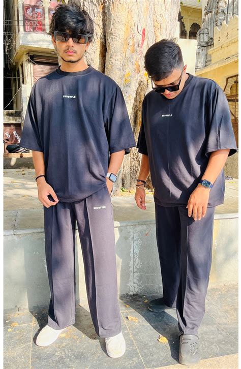 SXV Basic CO-ORDS set : black Oversized T-shirt And Trouser Combo ...