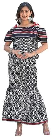 Buy Yash Gallery Women's Cotton Geometric Two Piece Dress for Women ...