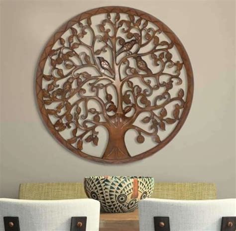 WoodArrow Round Wooden Art Wall Decor Panel Handicrafts Natural view ...