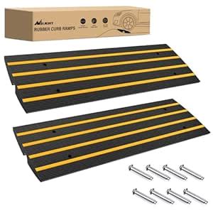 Nilight Driveway Curb Ramps, 2.6 Inch High Heavy-Duty Rubber Curbside ...