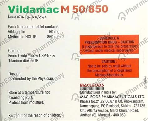 Vildamac M 50/850mg Strip Of 15 Tablets: Uses, Side Effects, Price ...
