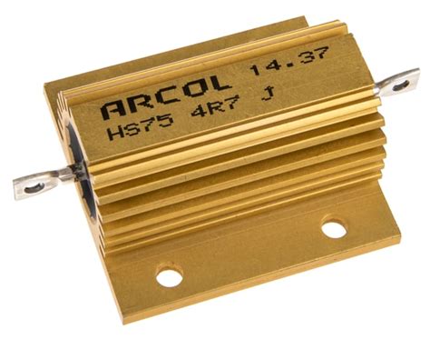 HS75 4R7 J Arcol | Arcol, 4.7Ω 75W Wire Wound Chassis Mount Resistor ...