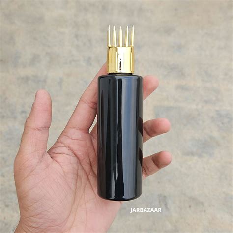 100 ML GLI Black Pet Bottle (With Golden Comb Cap) – JarBazaar