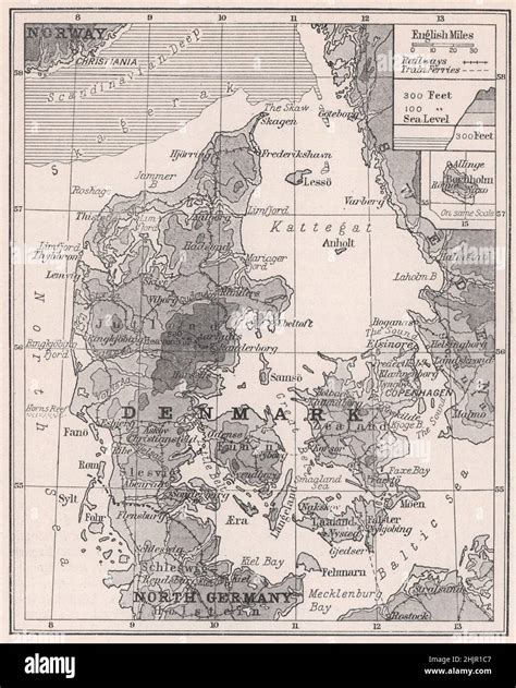 Islands and mainland of agricultural Denmark (1923 map Stock Photo - Alamy