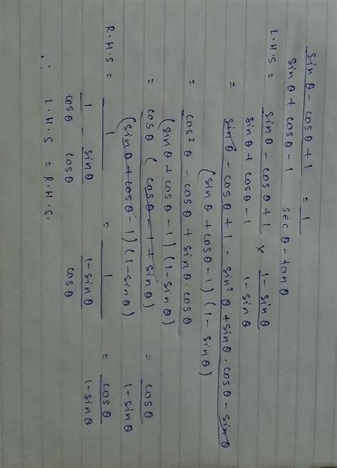 sin0+1-cos0/cos0-1+sin0=1+sin0/cos0 - Brainly.in
