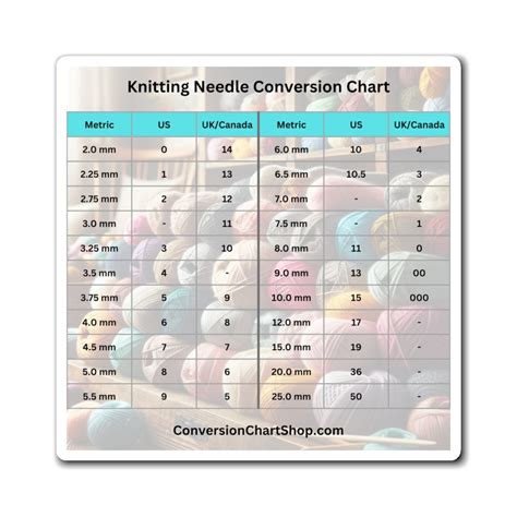 Knitting Needle Size Conversion Chart Knitting Needle Conversion Chart