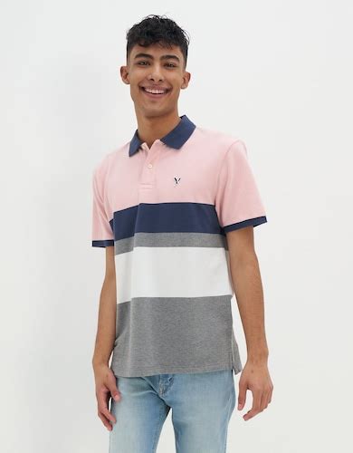 Buy American Eagle Men Multi-colored Striped Colorblock Polo Shirt Online