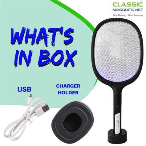 Mosquito Swatter Bat - Mosquito Racket Rechargeable Bat with UV Light ...