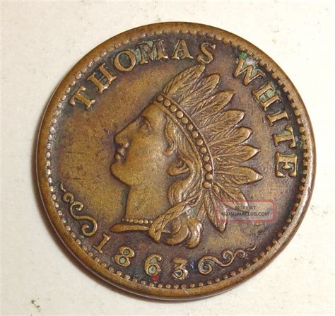 1863 Civil War Token - Thomas White Butcher Ny York - Rare Indian Head ...