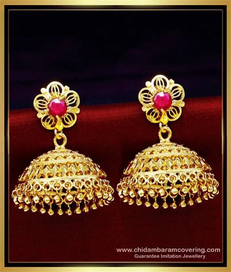 Buy Latest Big Ruby Jhumka Earrings Design for Wedding