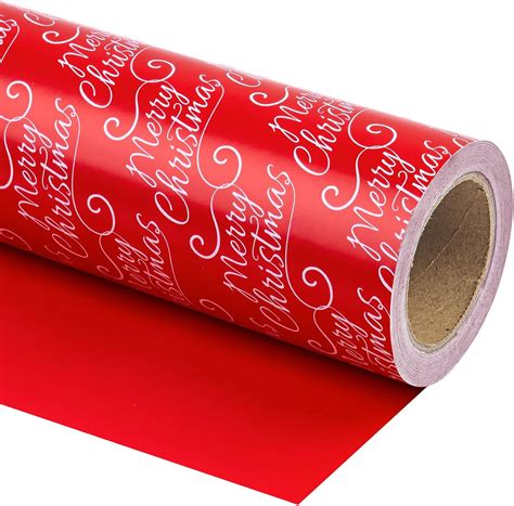 WRAPAHOLIC Reversible Christmas Wrapping Paper - Mini Roll - 17 Inch X ...