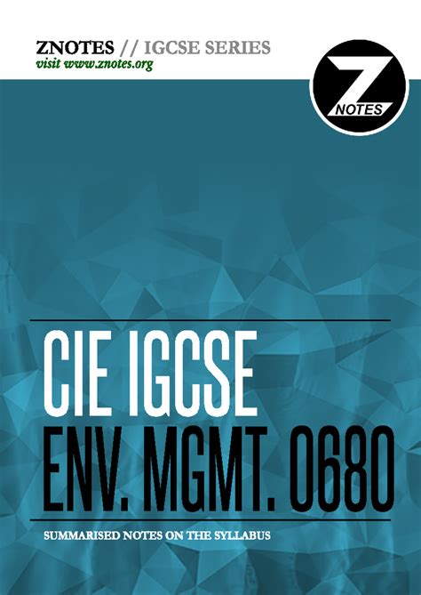 CIE IGCSE Environmental Management 0680 Theory Revision Notes - Studocu