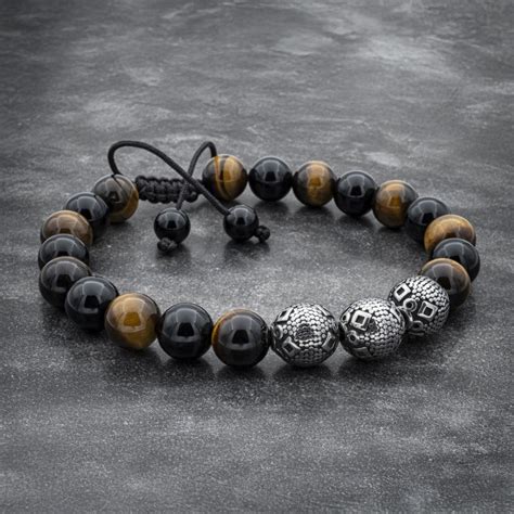 Tiger Eye and Steel Beaded Bracelet