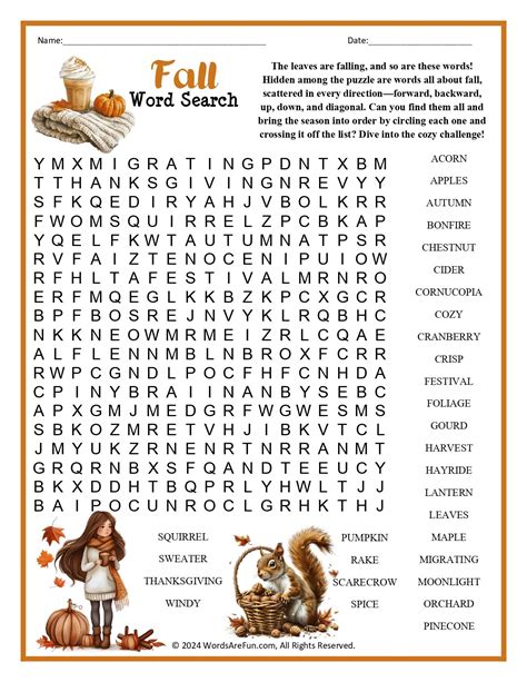 Fall Word Searches