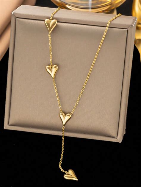 Gold-Plated Anti-Tarnish Heart Themed Long Necklace for Women – Myjewel ...