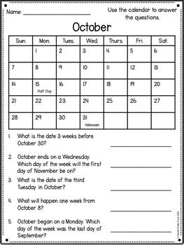Calendar Activities (VA SOL 2.10) by Second Grade Circus | TPT
